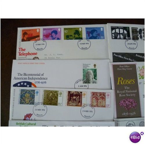 1976 GB Collection year set of 7 PO First Day Covers FDI stamps
