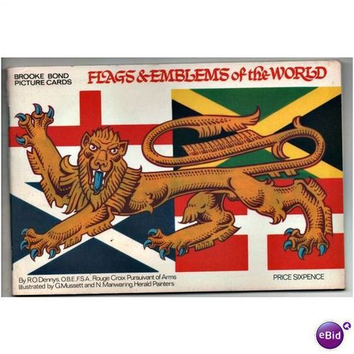 Complete 50 card Brooke Bond collector album Flags & Emblems of the World