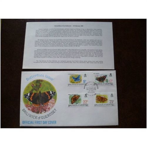 Guernsey 1981 Butterflies stamps FDC Insects Red Admiral Tortoiseshell wildlife