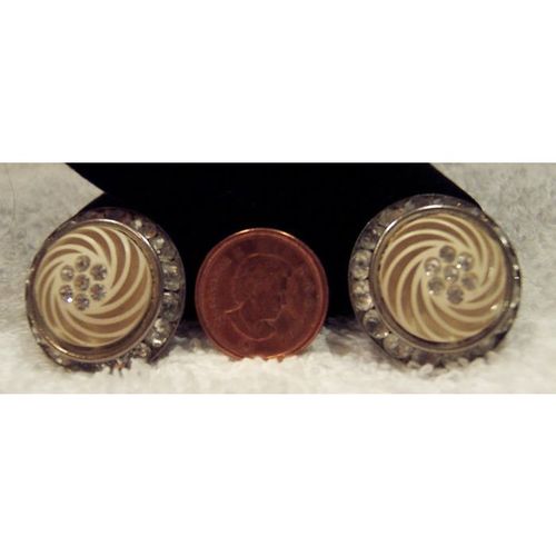 JEWELLERY # 40: Vintage CORO Silver Tinted Magnetic Glass Stoned Swirl Earrings