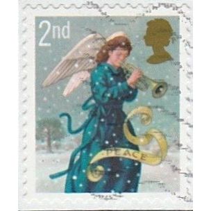 2007 Christmas (2) 2nd Value. Angel Playing Trumpet. (Peace). Fine Used On Piece