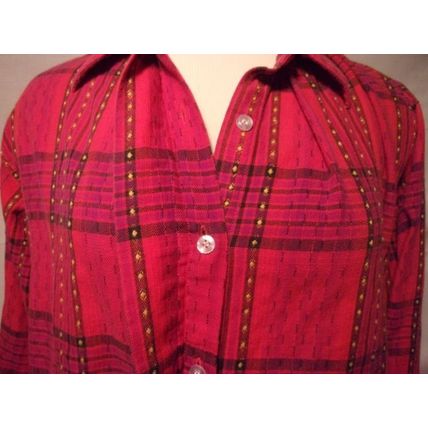 Vintage Plaid Ladies Shirt by Calvin Klein Long Sleeved 100% cotton Size Large