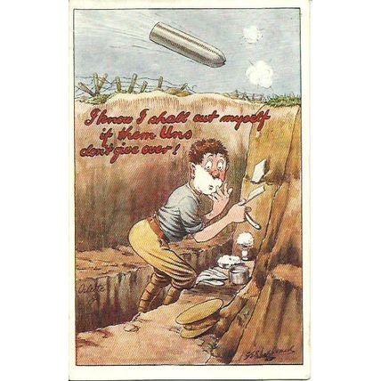 Trench Humour I SHALL CUT MYSELF (G.E. Shepheard) Tuck Oilette Postcard (3118)