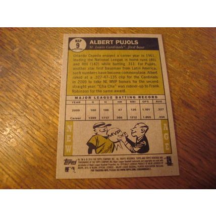 2010 Topps Heritage, Early Card, ALBERT PUJOLS, #9, Cardinals