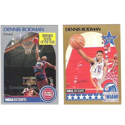 1990-91 Hoops TWO Dennis Rodman basketball cards #109 & All Star set #10