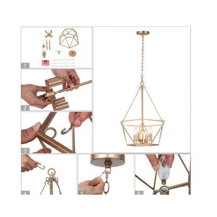 Uolfin Modern Gold Chandelier, 15.7 in. 4-Light Farmhouse Cage