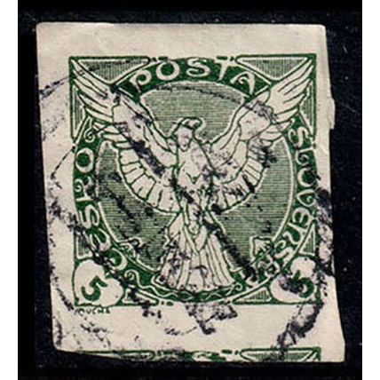 Czechoslovakia 1920 Newspaper stamp 5h Used Stamp Bird Flying Falcon Imperforate