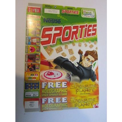 Nestle 2002 Sporties Treasure Planet Cosmic Game Empty Cereal Box
