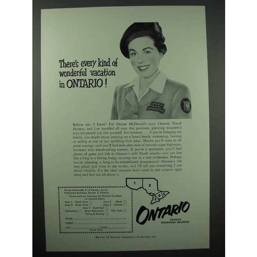 1954 Ontario Tourism Ad - Every Kind of Vacation