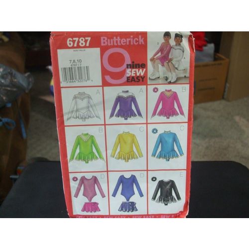 Butterick 6787 Girl's Skating Bodysuit, Skirt & Ponytail Holder Pattern - Size 7