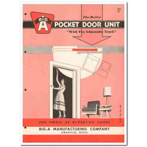 BIG-A MFG COMPANY 1958 single bi-parting pocket doors vintage catalog