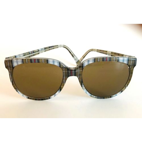 Great Vintage Bolle NEW round Sunglasses Womens Rare Tartan Horn Rim 50-18 gift