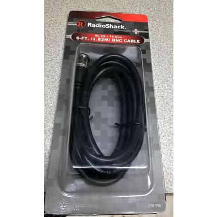RADIOSHACK 6-FT. RG-59 75Ohm BNC Cable P/N 278-990 2780990