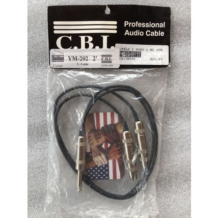 Professional Audio Cable Y Splitter Audio Cable 1/4” CBI 22 Gauge YM-202 Mono