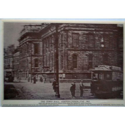 4 reproduced sepia photo prints old trams Manchester Ashton u Lyne 28 x 19 cm