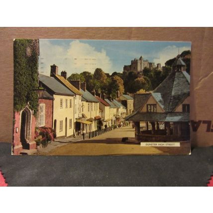 DUNSTER HIGH STREET, SOMERSET. used vintage postcard by Harvey Barton 1965 pm =