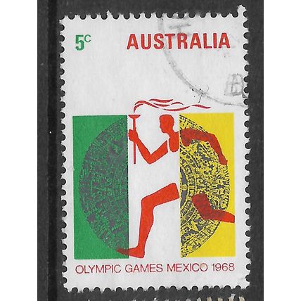 AUSTRALIA 1968 OLYMPIC GAMES MEXICO 5c ATHLETE CARRYING TORCH SG428 F/USED