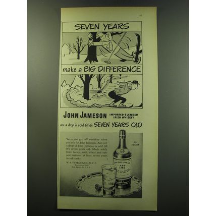 1949 Jameson Whiskey Ad - Seven Years make a big Difference - Skiing