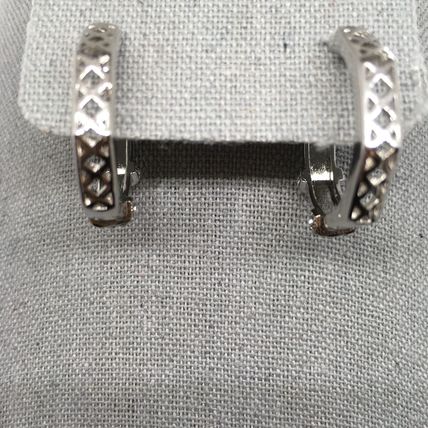 Earrings 18k White Gold Filled Zircon Hoops Reversible #311 USA Seller