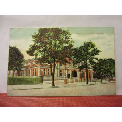 TOWN HALL, CHELTENHAM, GLOUCESTERSHIRE used antique postcard 1909 pm =