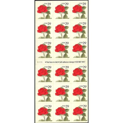 2490, GREAT COLOR SHIFT ERROR BOOKLET PANE - 29¢ ROSE