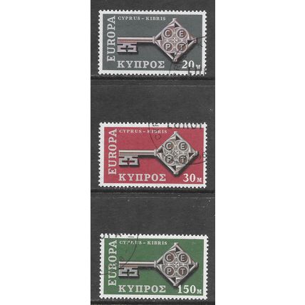 1968 CYPRUS QE2 EUROPA SET USED CTO 3 STAMPS SG319 - SG321