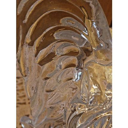 Vintage Heavy Clear Crystal Angel Playing Harp 7.5" H 5.5" W Candle Holder