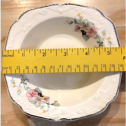 Vintage Papoco Fruit Bowl Pink Floral Pattern Circa 1930 By Paden City Set of 4