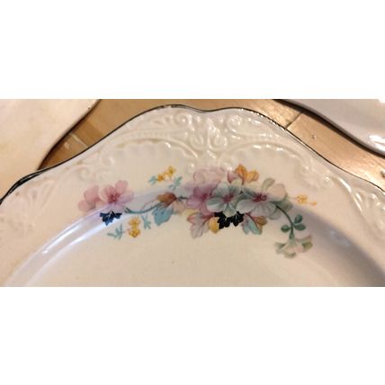 Vintage Papoco Dinner Plates Pink Floral Pattern Circa 1930 By Paden City Set-5