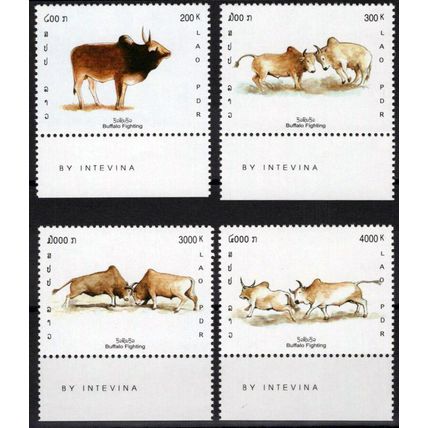 ZAYIX Laos 1556-1559 MNH Buffalo Farm Animals 100123S14