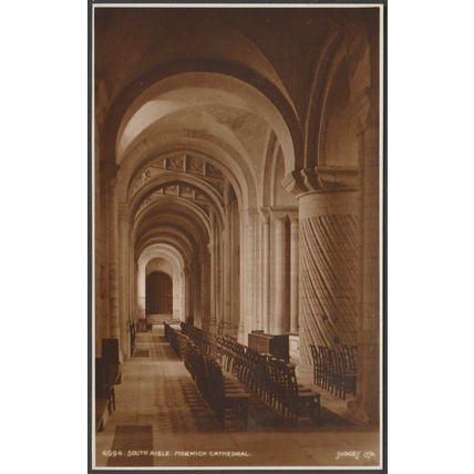 South Aisle, Norwich Cathedral, Norfolk, 1917 - Judges RP Postcard