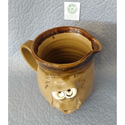 HANDCRAFTED WHIMSICAL FACE STONEWARE CREAMER PRETTY UGLY POTTERY WALES