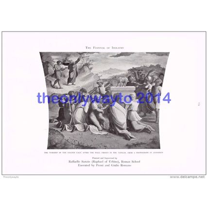 WORSHIP OF THE GOLDEN CALF, RAFFAELLO SANZIO, BOOK ILLUSTRATION, 1905