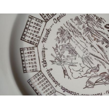 1959 Calendar Plate Taylor Smith Taylor Aqua Blue with Gold Lettering Made USA