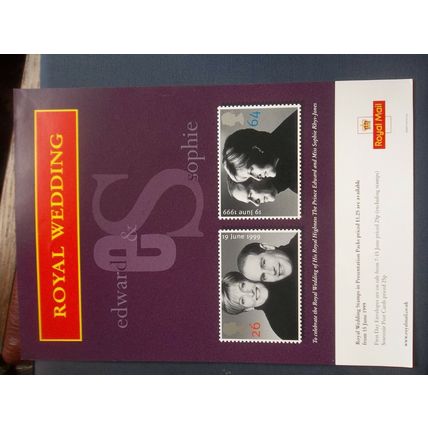 ROYAL MAIL A4 POST OFFICE POSTER 1999 ROYAL WEDDING PRINCE EDWARD SOPHIE