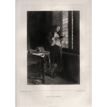 STUDENT 1866 Ernest Meissonier - Eugène Gervais VICTORIAN ENGRAVING