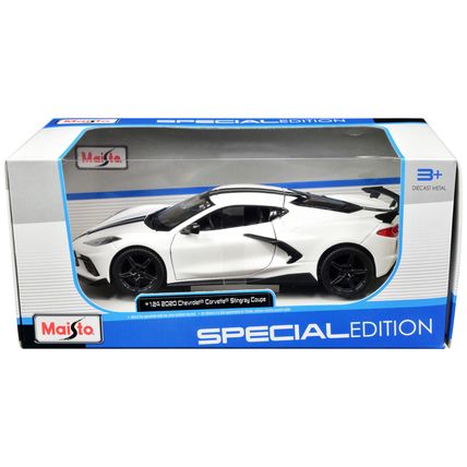 2020 Chevrolet Corvette Stingray Coupe White with Black Stripes "Special Edit...
