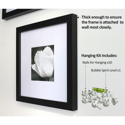 Yaetm 12X12 Picture Frames Black Set of 9, Square Photo Frame Displays 8X8 with