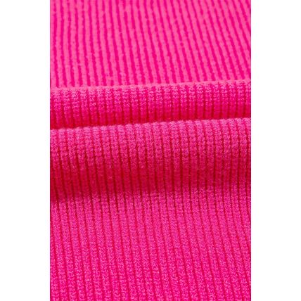 Rose Red Heart Shape Drop Shoulder Round Neck Sweater