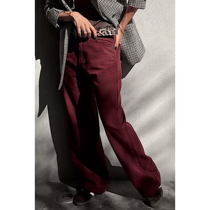 Red Dahlia Loose Straight High Waist Solid Color Jeans