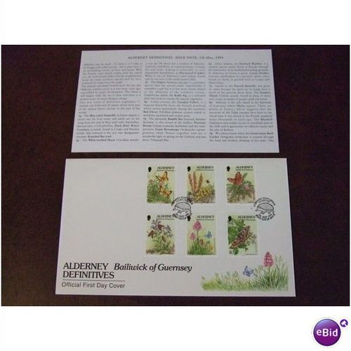 Alderney 1994 Fauna and Flora FDC GB Special handstamp butterfly bee moth stamps