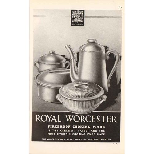 worcester royal porcelain company ltd 1947 cooking ware vintage ad