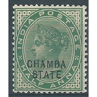 Chamba (ICS) 1887 SG1 1/2a Blue-Green Mounted Mint....