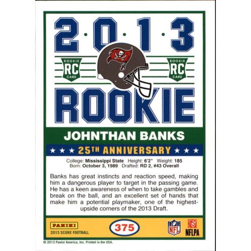 2013 Score Football Johnathan Banks ROOKIE