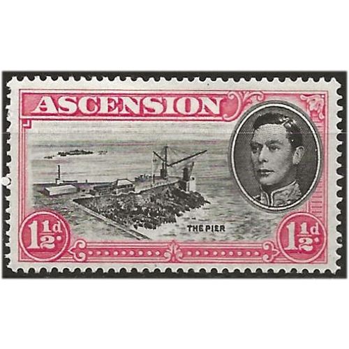 Ascension Island 1949 SG40d 1 1/2d Black & Rose-Carmine Perf 14 Mounted Mint.. .