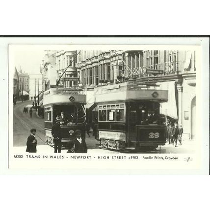 Wales NEWPORT High Street Trams Postcard (Pamlin M253)