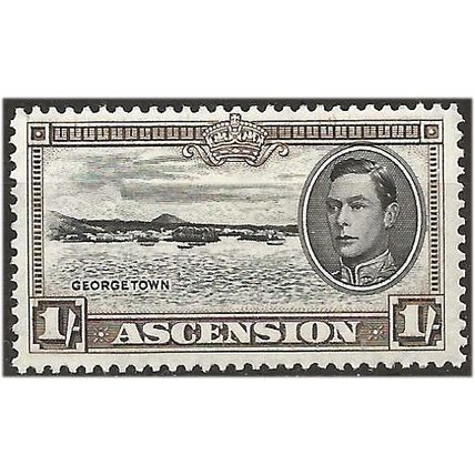 Ascension Island 1944 SG44a 1/- Black & Sepia Perf 13 Mounted Mint . .. .