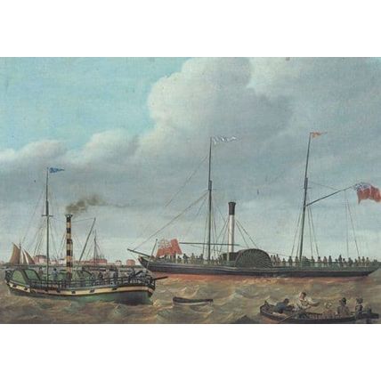 William Griffin Lion Off Goole Yorkshire Boat River Victorian Painting Postcard