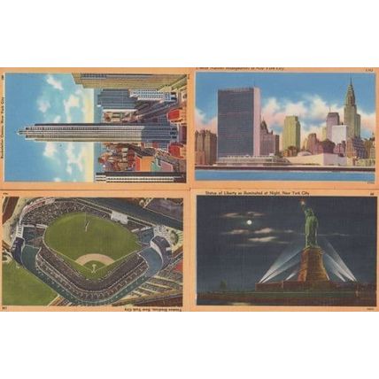 New York Yankee Stadium Illuminations United Nations Rockerfeller 4x Postcard s