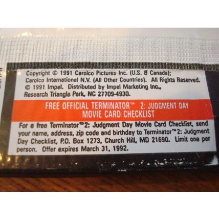 1991 Impel, 2-Packs, TERMINATOR 2, Cards, Judgement Day